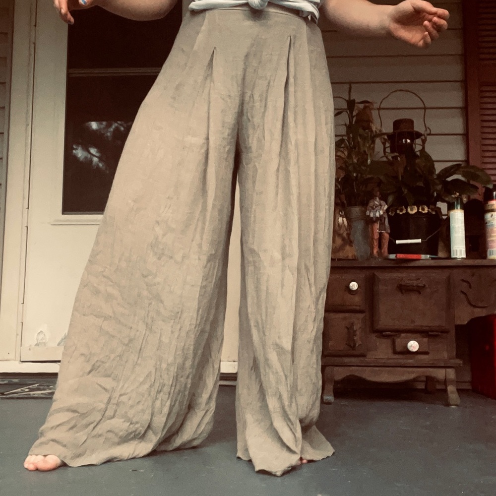 Olive green boho wide pants